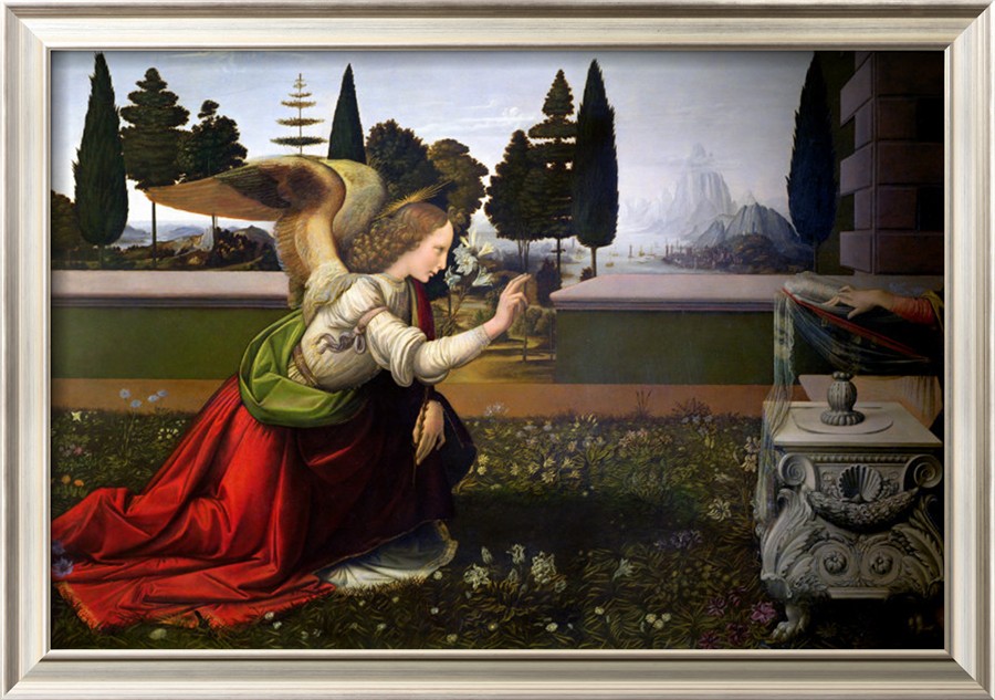 Angel Gabriel, from the Annunciation, Detail - Leonardo Da Vinci Painting